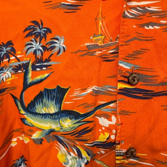 Polo Ralph Lauren LOUD Hawaiian Tropical Shirt Sea Fish Orange XXL - Picture 2 of 6
